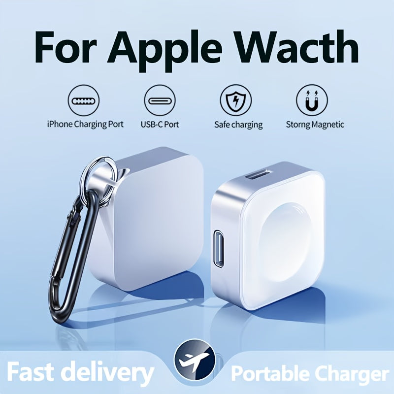 Portable Dual-Interface Smartwatch Charger for Apple Watch S9 SE Series USB Magnetic