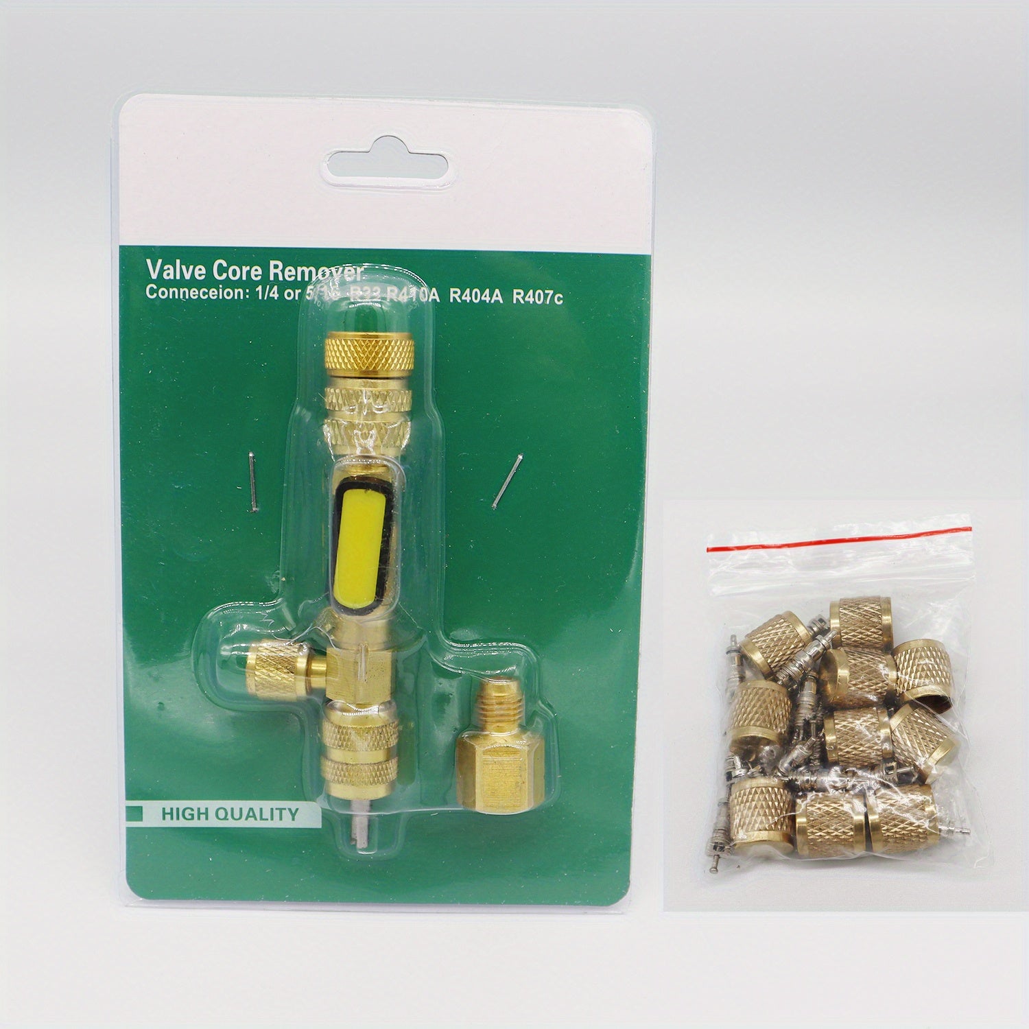 Juego de extractores de válvula para sistemas de refrigeración de aire acondicionado, herramienta de reparación doméstica de 1/4 de pulgada SAE