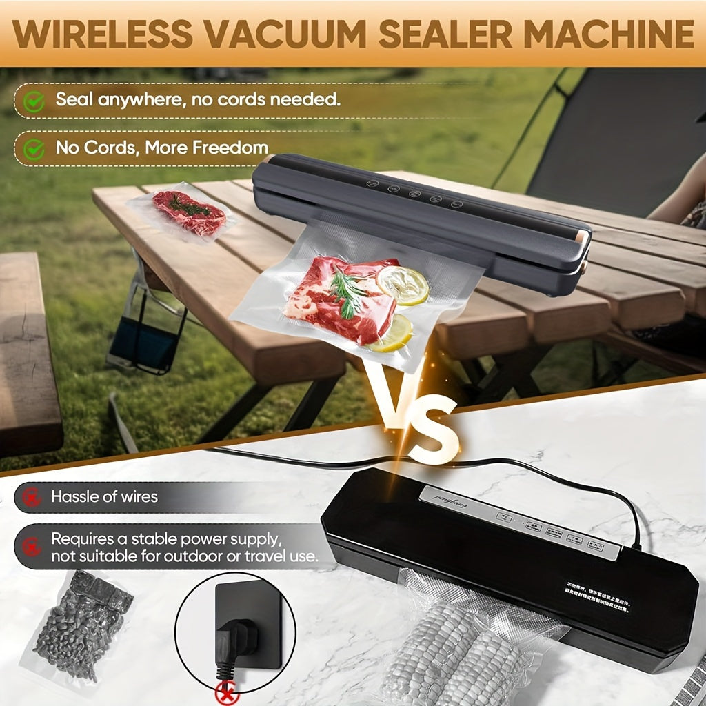 Automatic food vacuum sealer with USB rechargeable lithium battery for freshness preservation