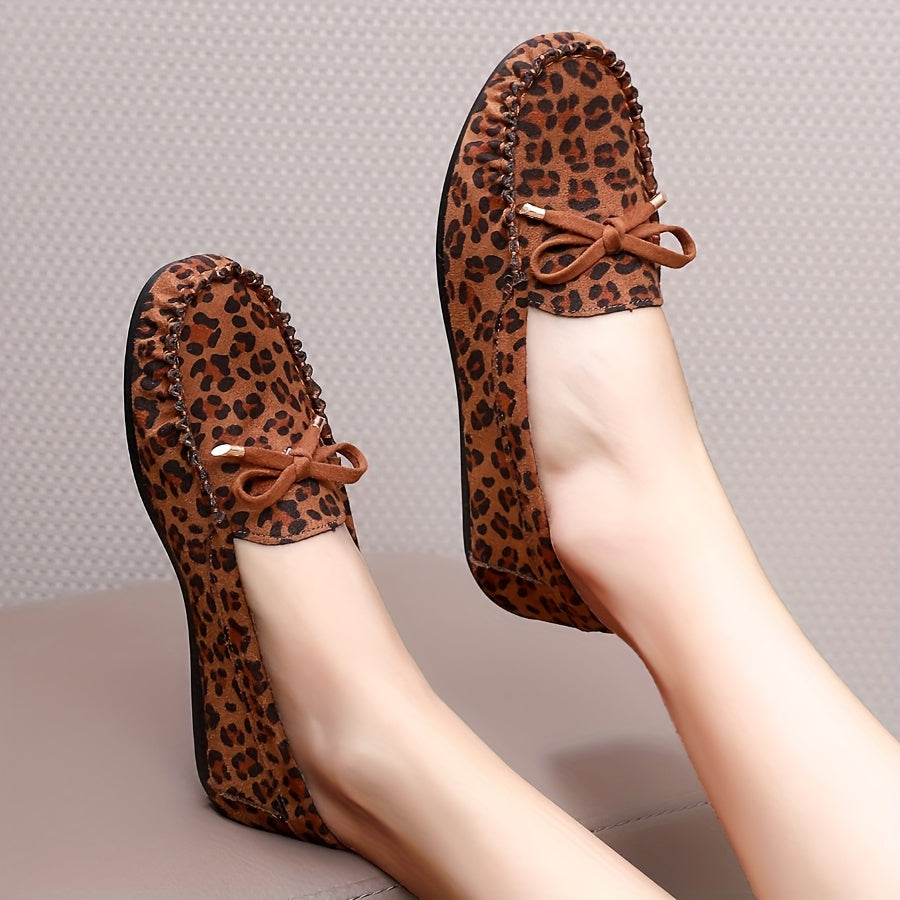 Women's Leopard Print Slip-On Loafers Lightweight Casual Non-Slip Shoes