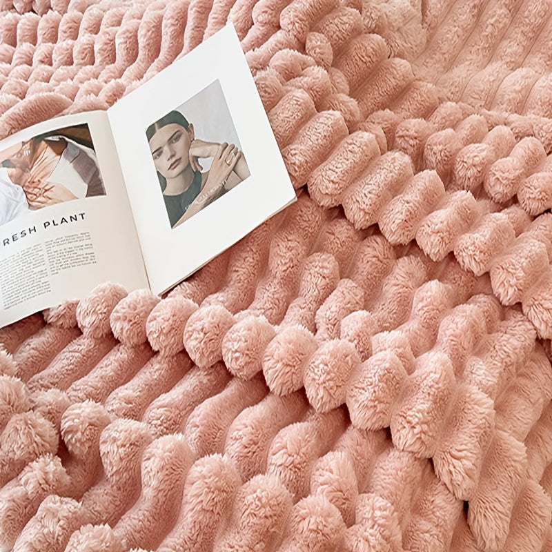 Cozy Flannel Throw Blanket for Couch Bed or Lounge Hypoallergenic Stylish Striped