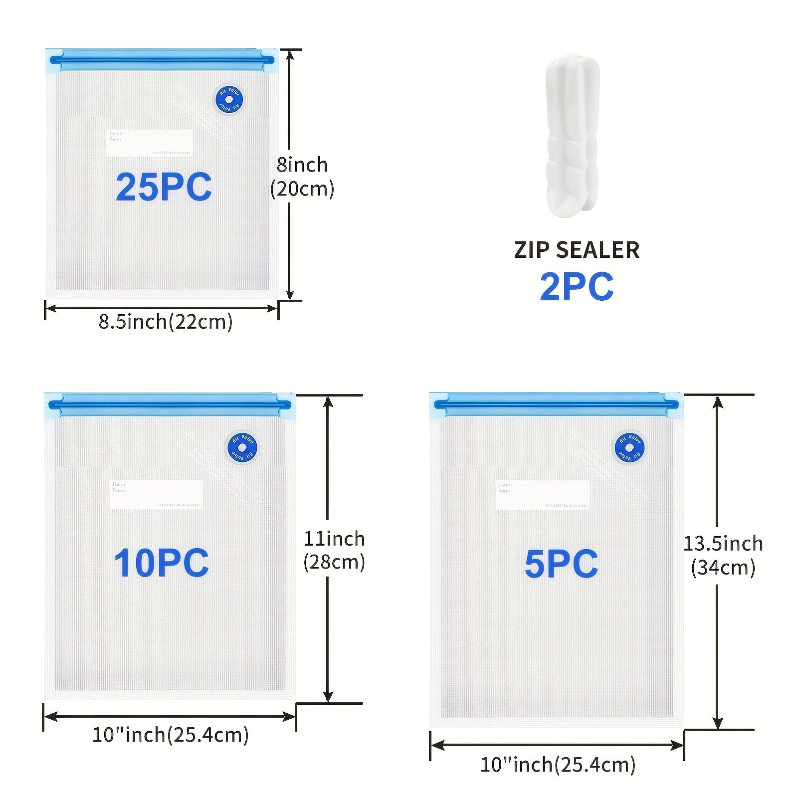 42pcs Reusable Vacuum Food Storage Bags with Airtight Seal and Silicone Strips