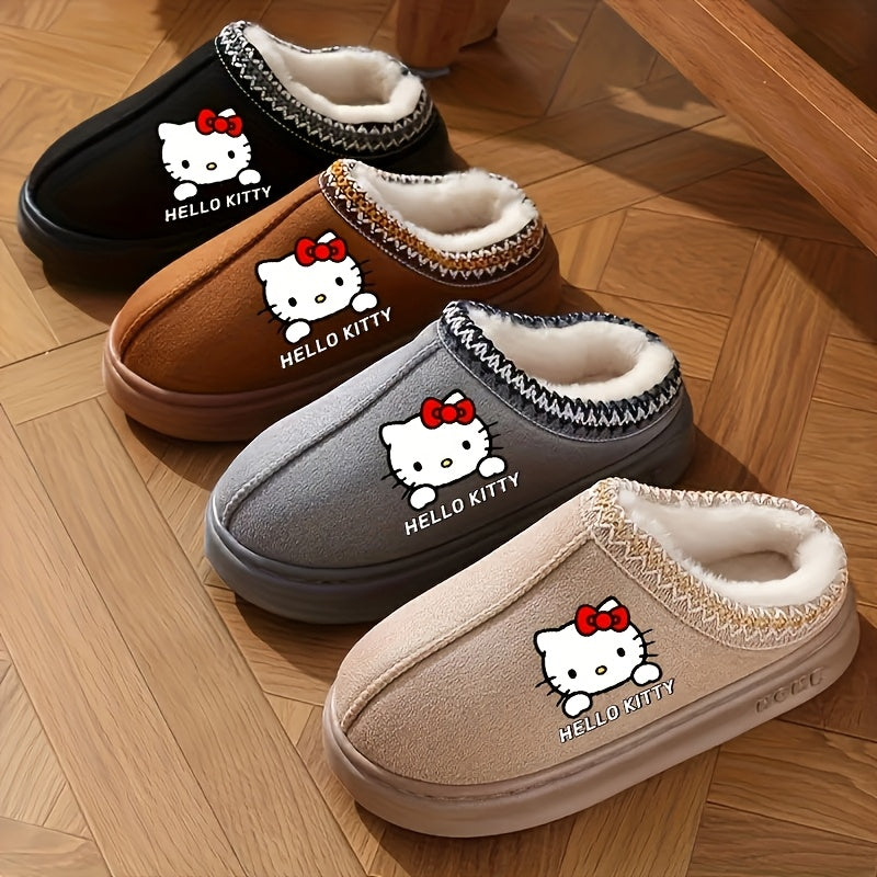 Женские плюшевые зимние тапочки из искусственного меха домашние комнатные туфли черные серые коричневые