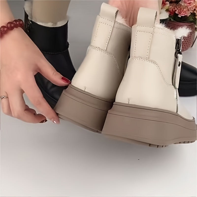 Women's Winter Snow Boots Waterproof Platform Heel Zipper Closure