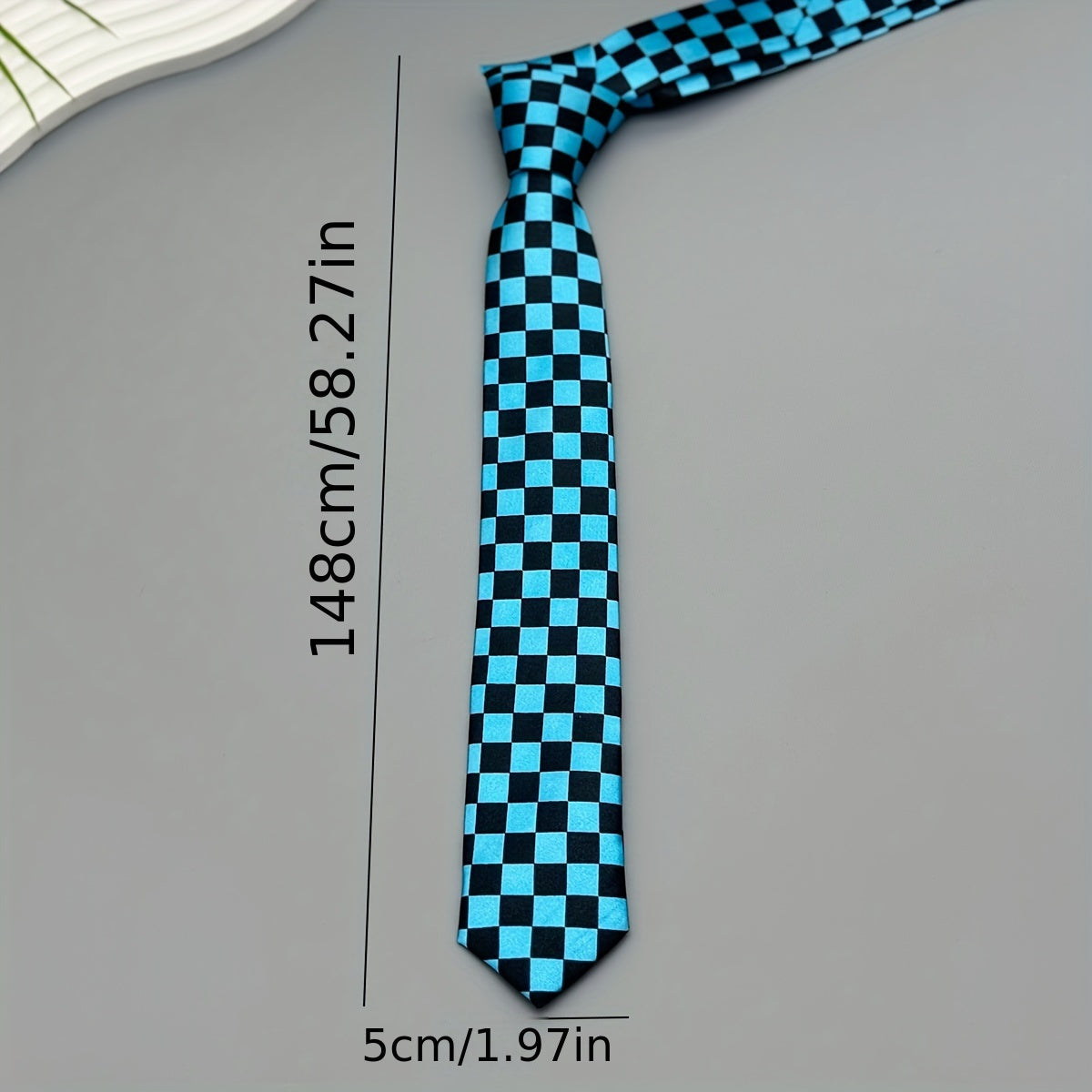Men's Checkered Polyester Necktie Woven Style for Parties and Festivals 1 Piece