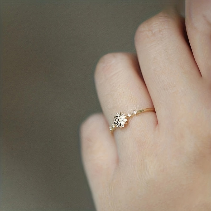 Sterling Silver Snowflake Ring for Women Valentine's Day Gift