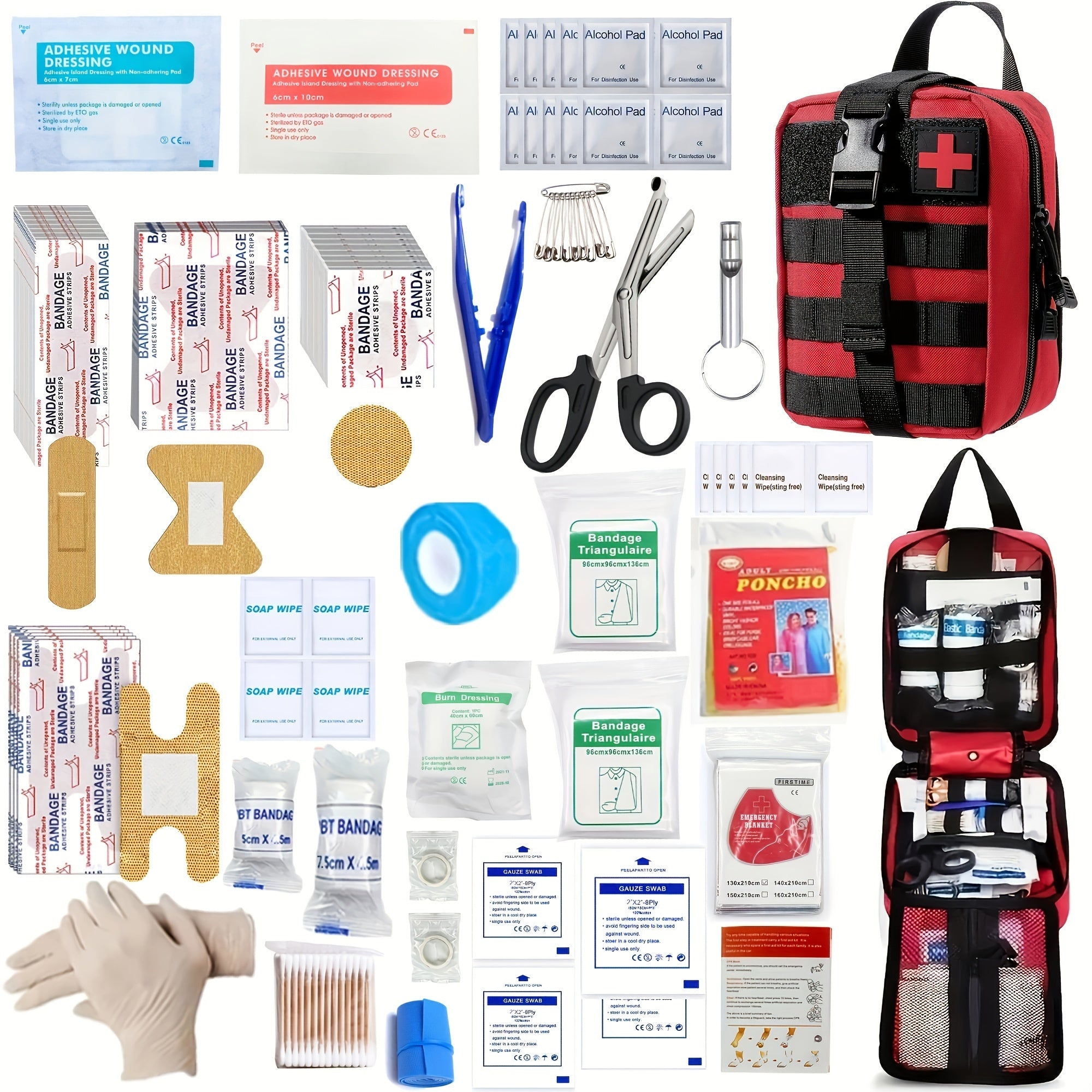 Uy, tashqarida, sayohat va lager uchun 205 ta universal birinchi yordam to'plami
