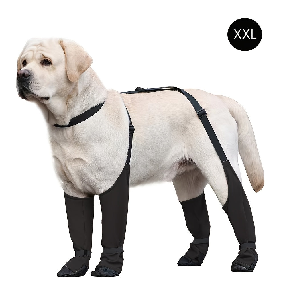 Waterproof Adjustable Dog Boots for All Breeds with Warm Lining and Reflective Safety