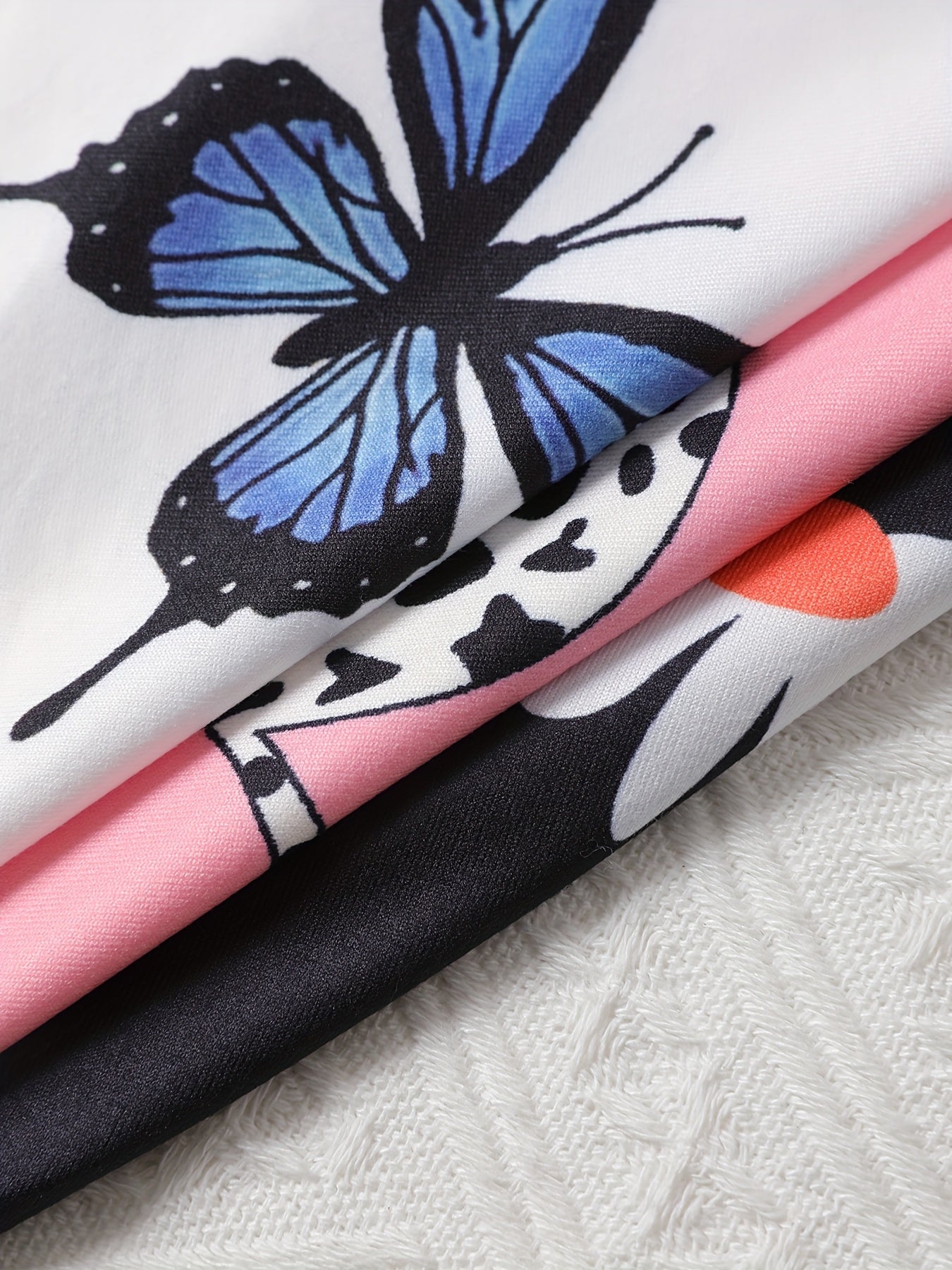 Women Plus Size Pajamas Set with Cartoon Love and Butterfly Patterns Nightgowns