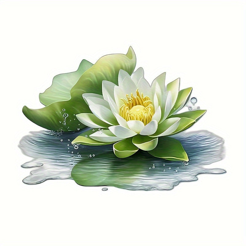 White Lotus Flower Wall Decal Self-Adhesive PVC Floral Sticker for Bathroom and Home Decor