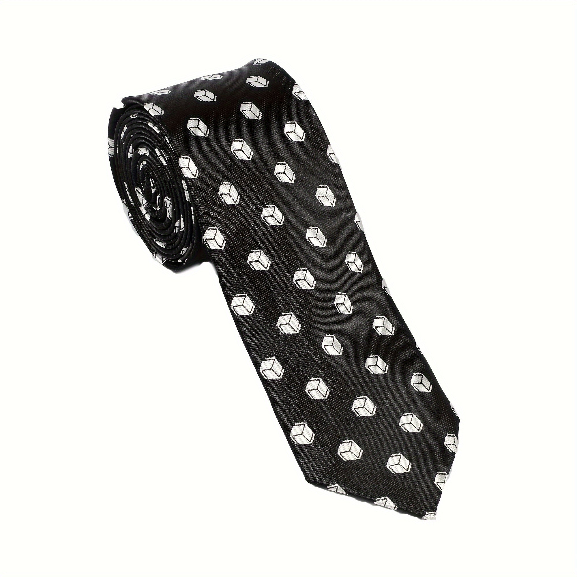 Erkaklar uchun Houndstooth naqshli galstuk, to'qilgan polyester, kundalik aksessuar