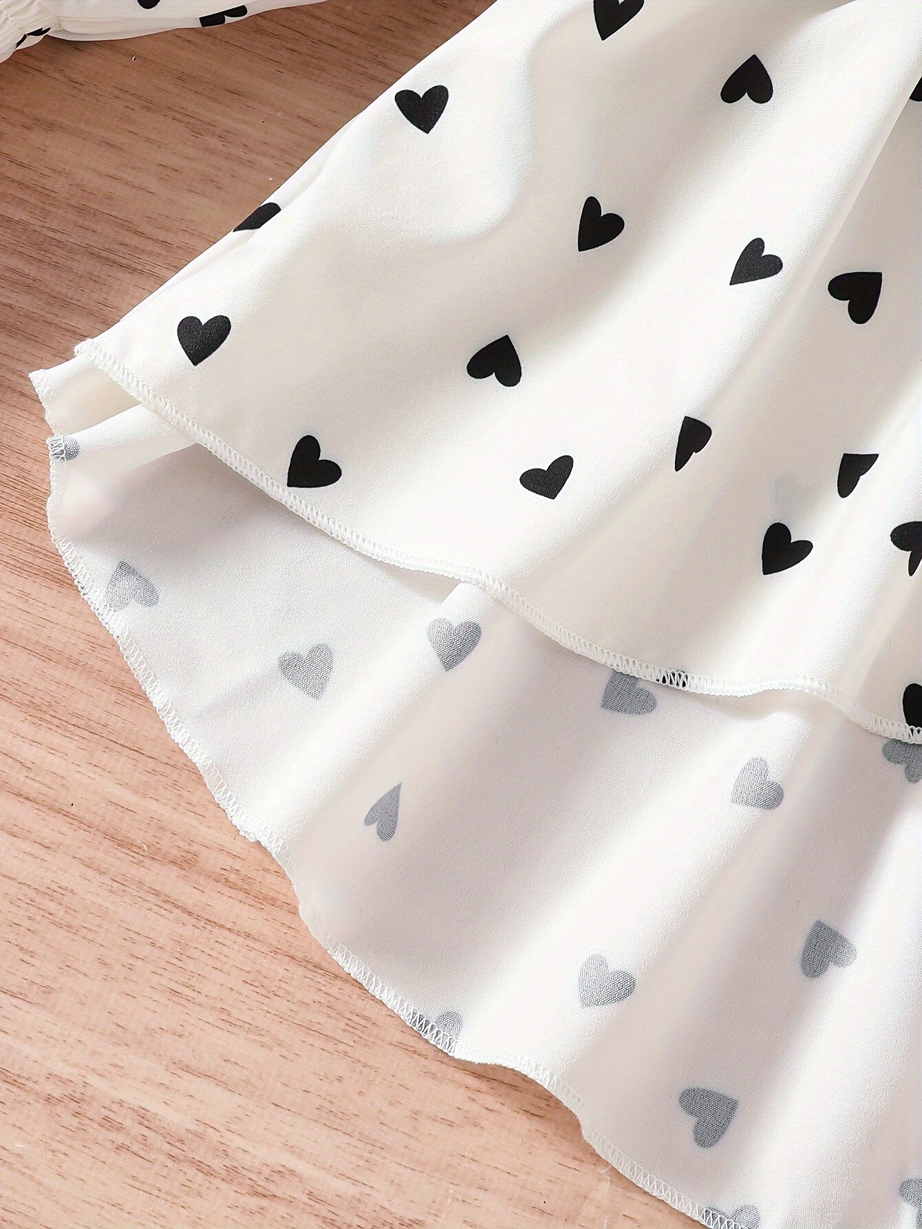 Girls' 2-Piece Set Heart Print Top and Solid Pants Spring Fall Machine Washable Outdoor