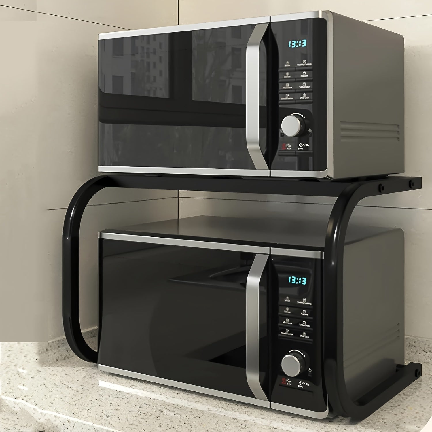 Kengaytiriladigan karbon po'latdan yasalgan mikroto'lqinli pech uchun javon, oshxona uchun stol usti saqlash