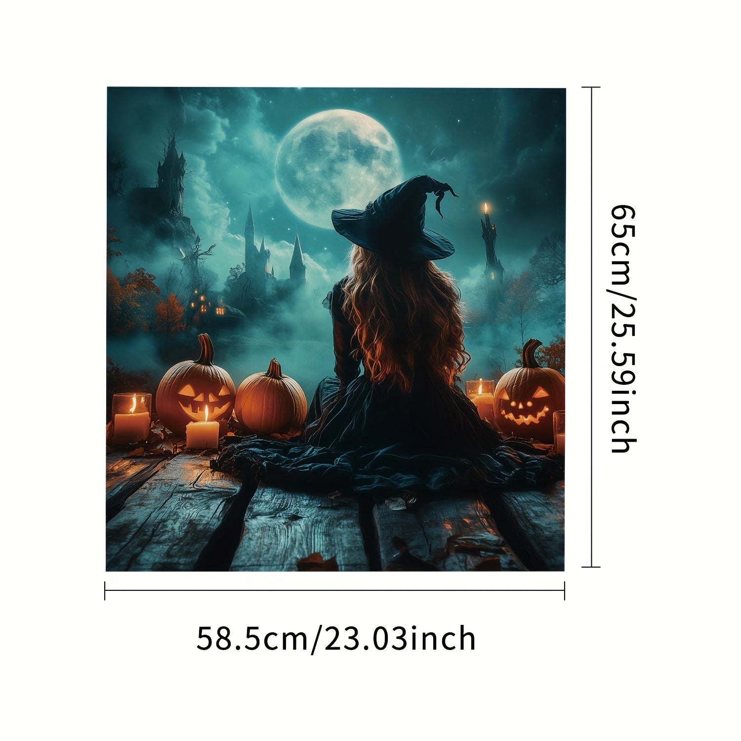 Black Night Full Moon Pumpkin Head Magnetic Sticker Decorative Kit Waterproof Reusable 58.5cm x 65cm