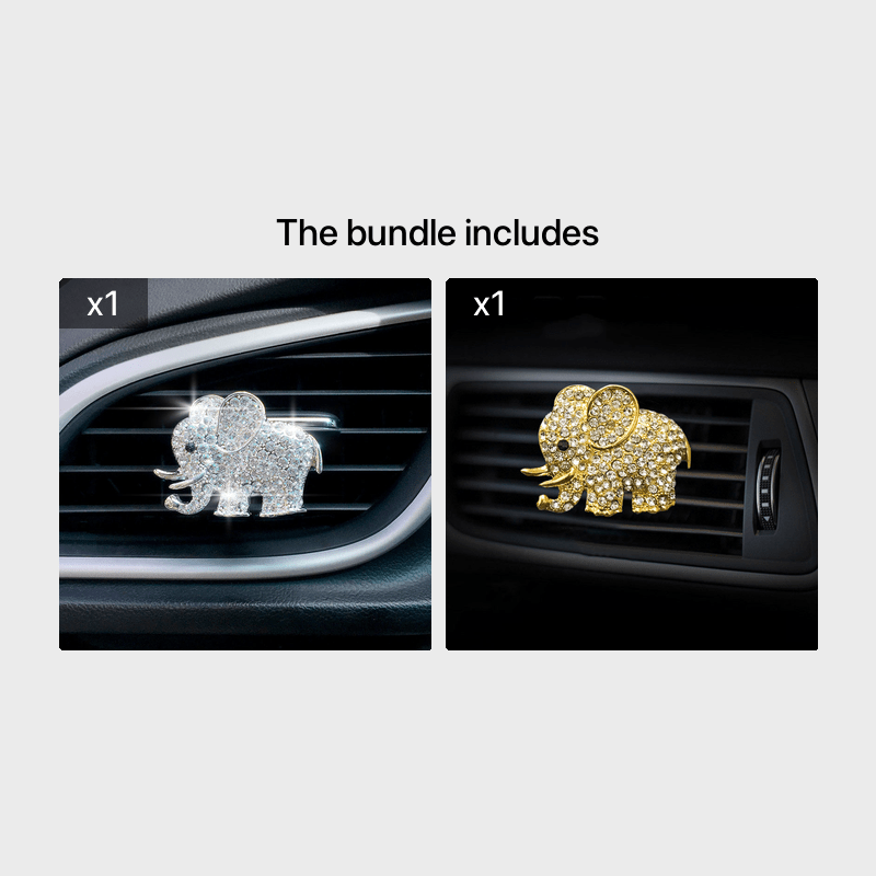 Car Air Vent Perfume Clip 2D Flat Elephant Cartoon Decor Accessory