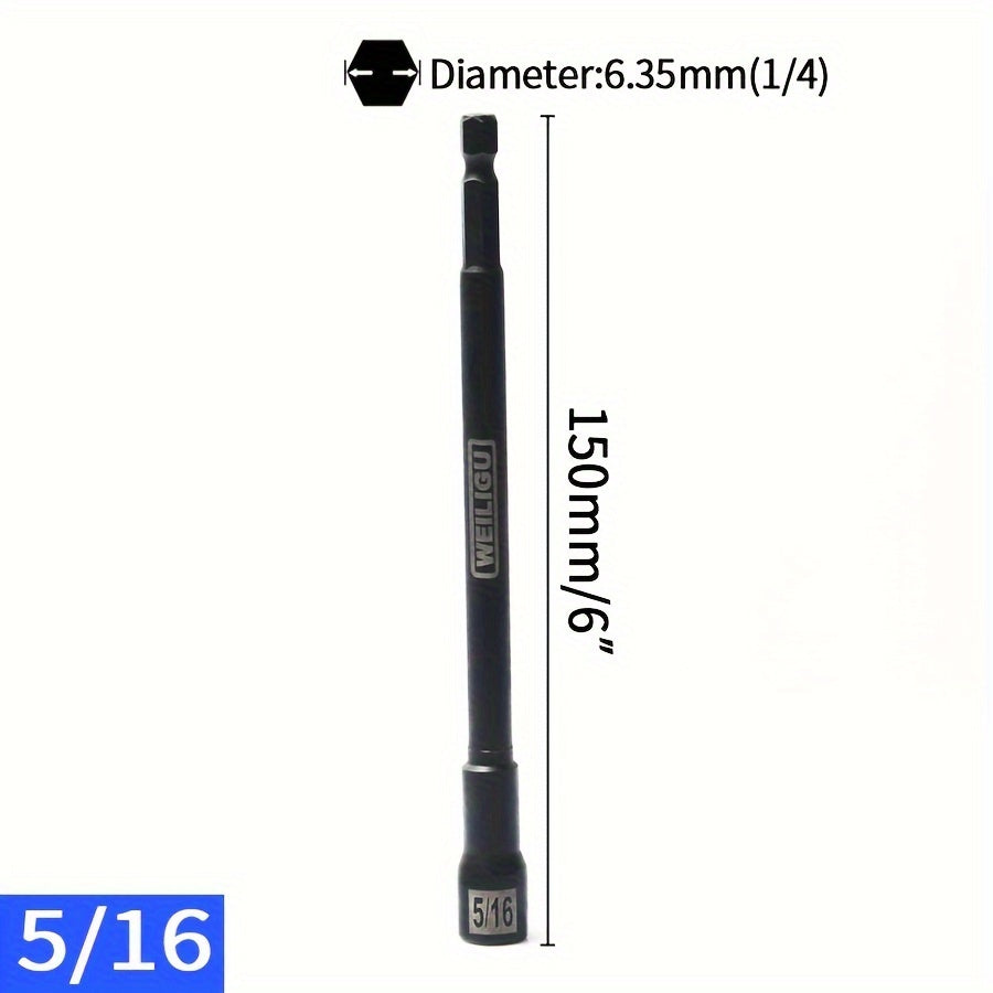Magnetic Socket Set Black Chrome Vanadium Steel 150mm Extension