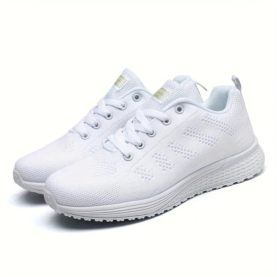 Women's Mesh Sneakers Casual Lace-Up Low Top Shoes Solid Color All-Season Comfort