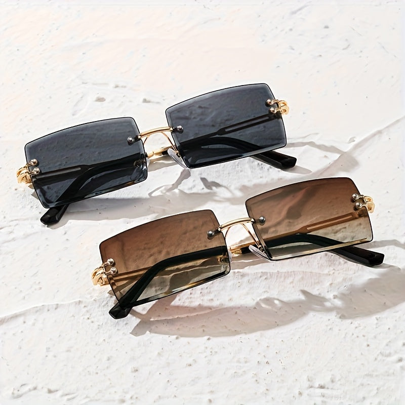 Erkaklar uchun to'rtburchak ramkasiz shisha to'plami, zamonaviy va vaqt o'tmas ko'zoynaklar