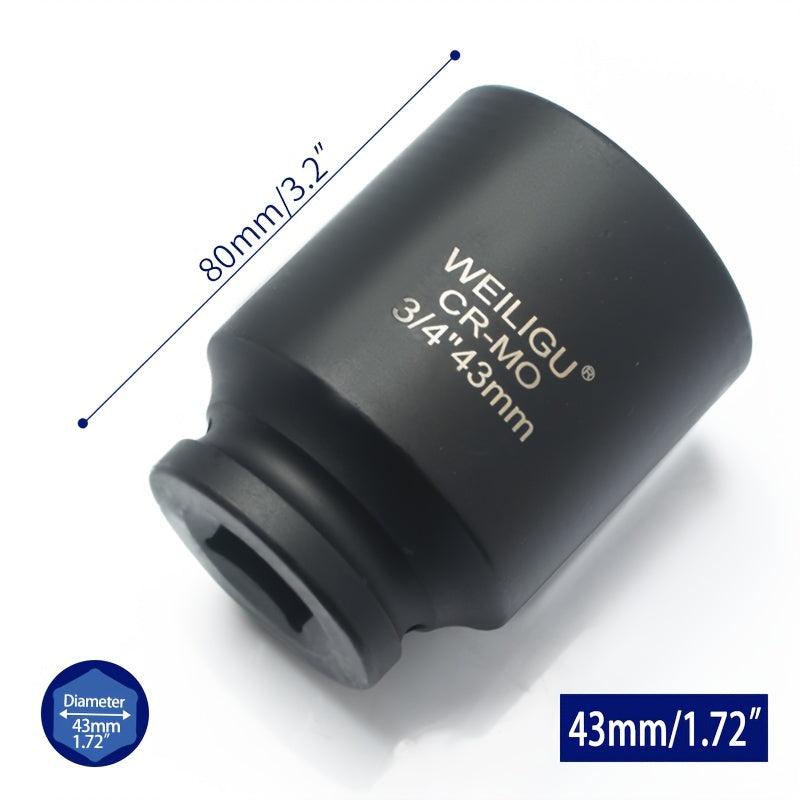 Тяжелая пневматическая головка-ключ 3/4 дюйма, средняя длина, хром-ванадий