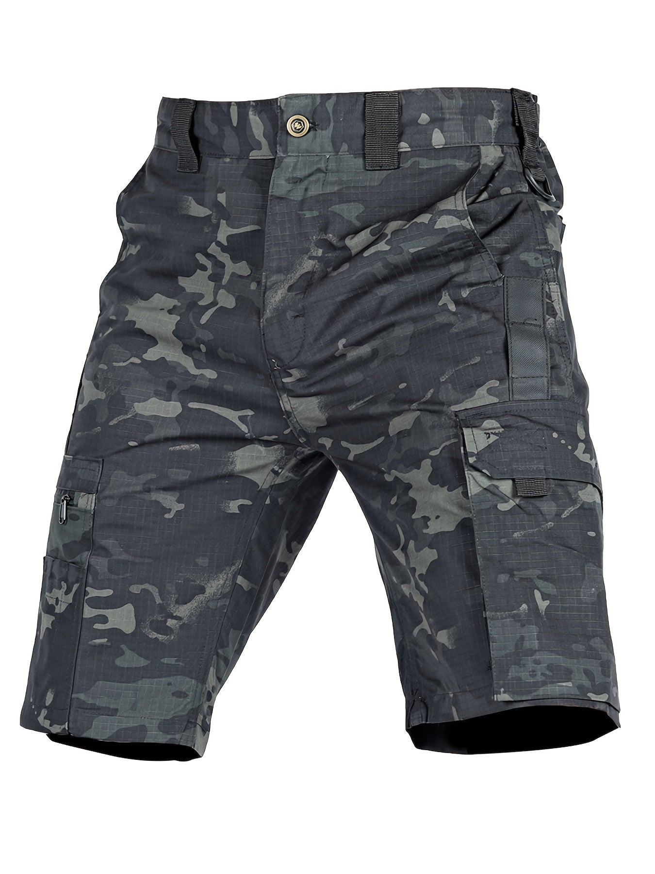 Men's Casual Solid Color Polyester Shorts with Pockets for Beach and Weekend Wear