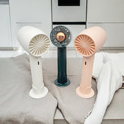 Green Handheld Mini Fan with 3 Speeds, Foldable, USB Rechargeable for Desktop and Personal Use