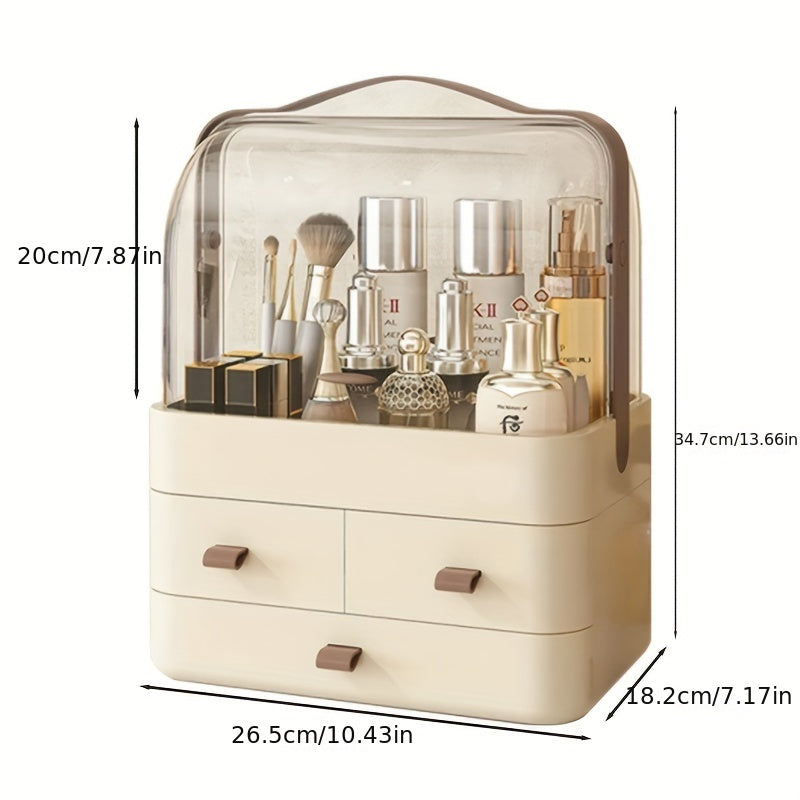 Plastic Cosmetic Organizer with Drawers Portable Vanity Bathroom Storage 26.49x18.21x34.7 cm