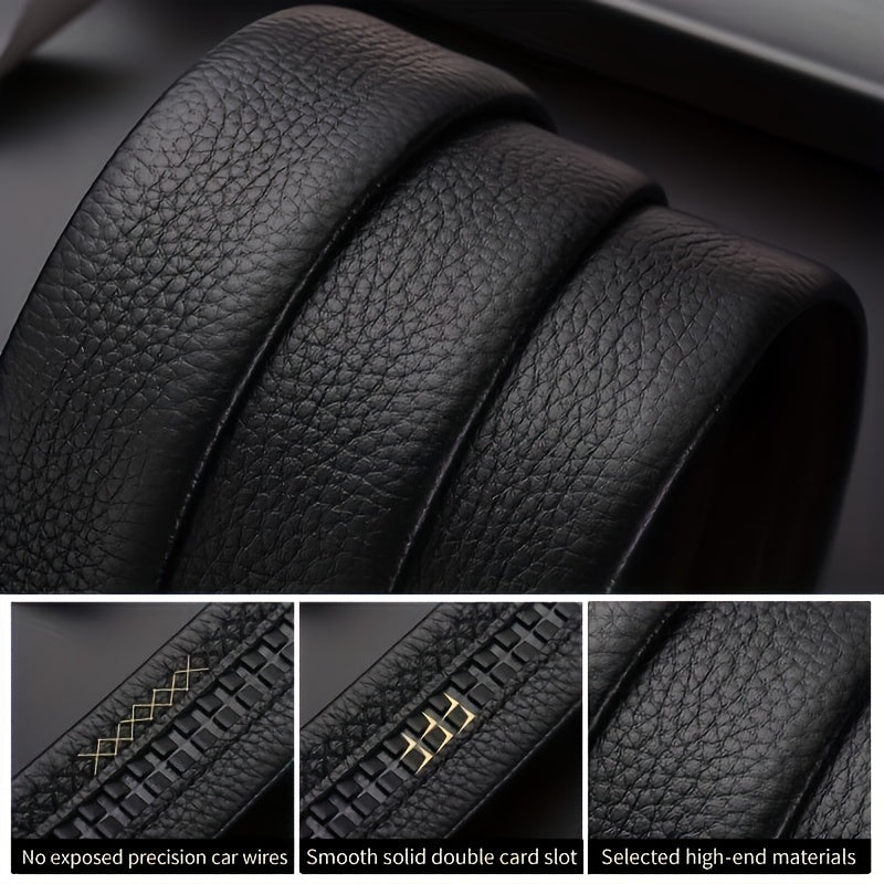 Men's Leather Belt with Customizable Nameplate Stylish Durable Alloy Buckle