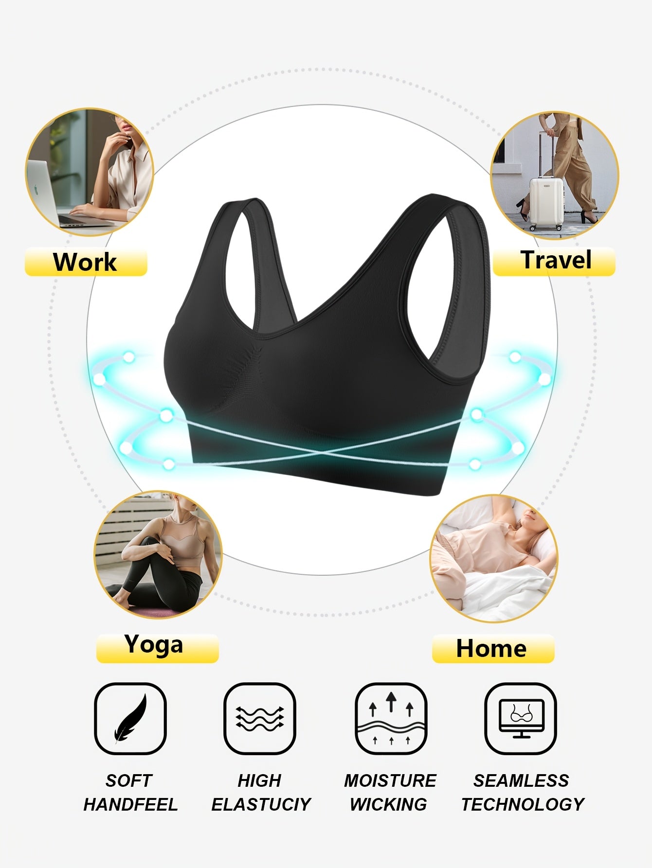 10-Pack Women's Seamless High-Elasticity Bras and Breathable Sleep Tank Tops U-Back Style