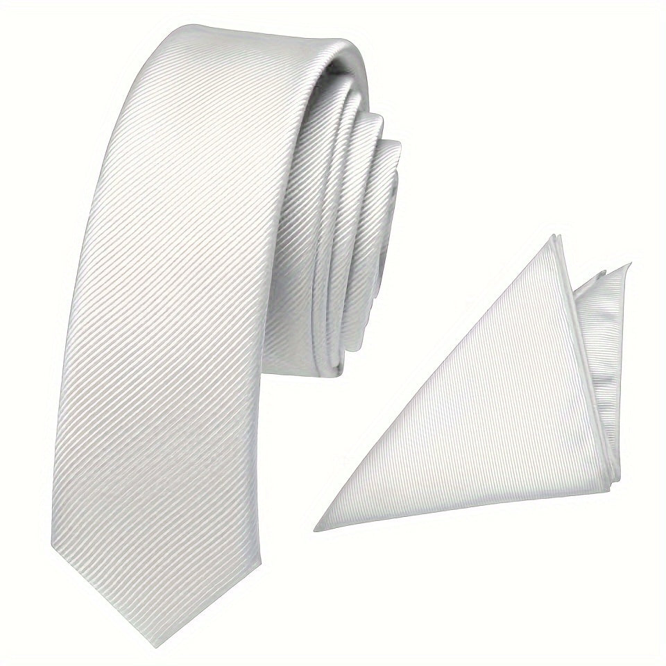 Rasmiy va ish kiyimlari uchun 2 ta to'liq rangli erkaklar galstuklari va ko'rsatilgan cho'ntak shamlari to'plami