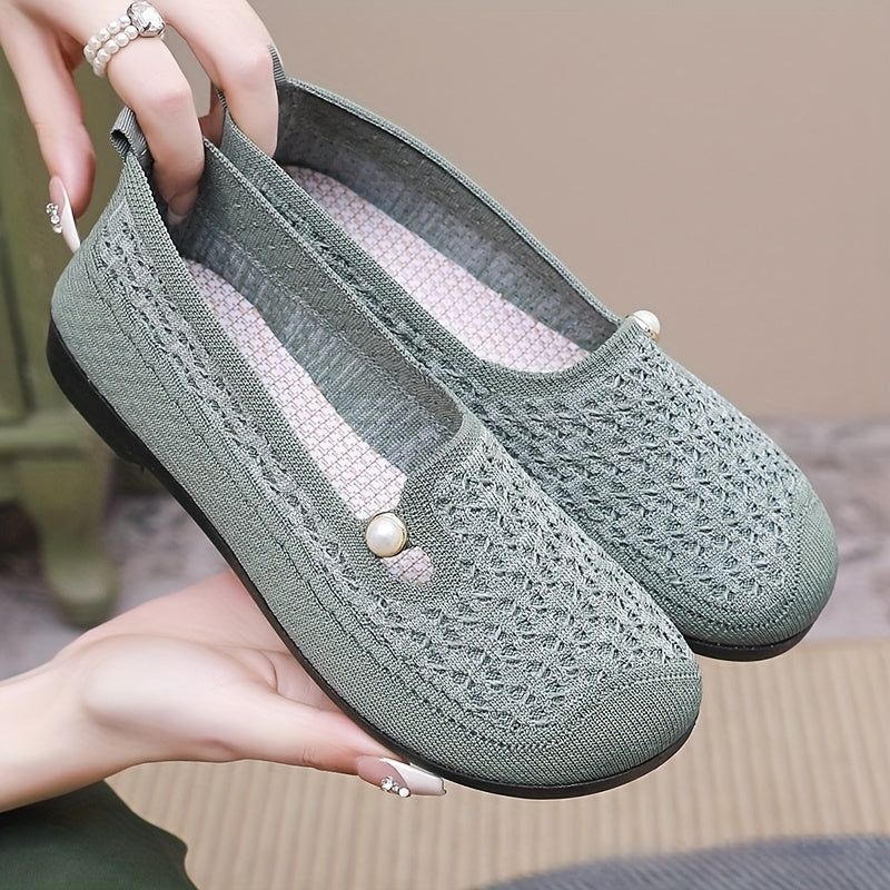 Women's Breathable Cut-Out Slip-On Flats Casual Loafers for Mom
