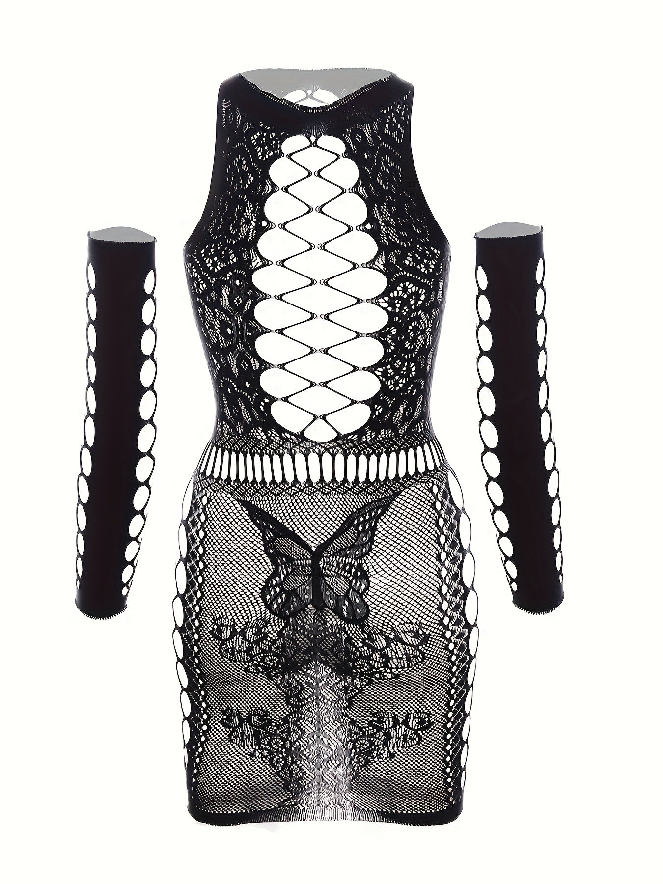 Women's Fishnet Bodycon Dress Set for Sexy Lingerie and Underwear