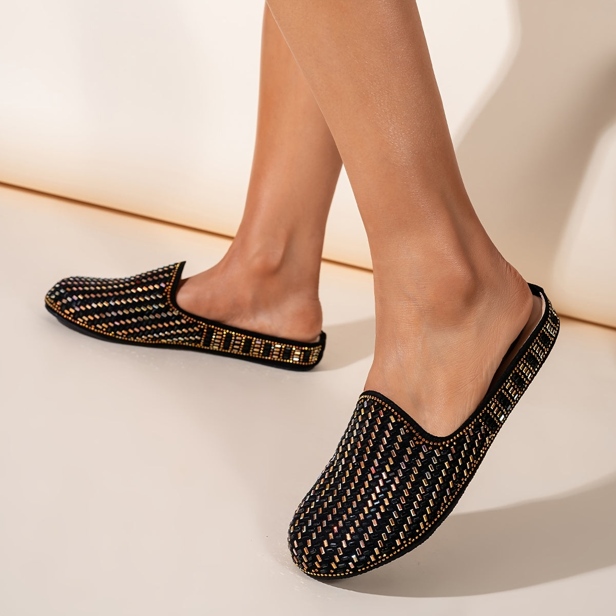 Women Geometric Rhinestone Slip-On Flats Comfortable Casual Shoes