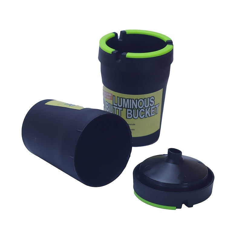 Glow-in-the-Dark Double-Layer Plastic Ashtray for Car and Home, Neon Colors