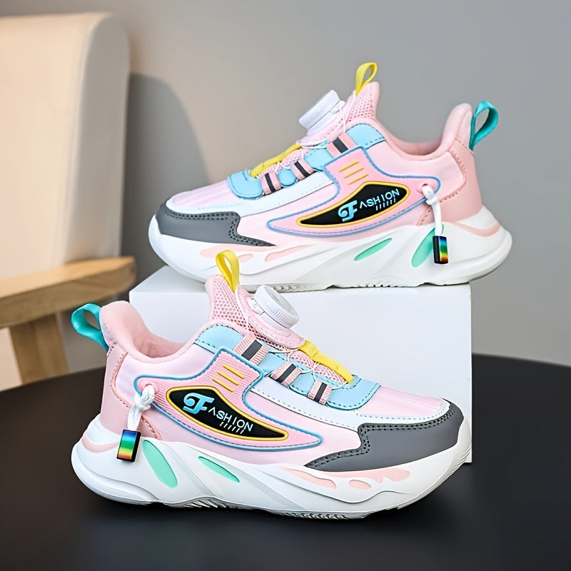 Girls Fleece-Lined Athletic Sneakers Stripes Mid-Top Casual Running Shoes