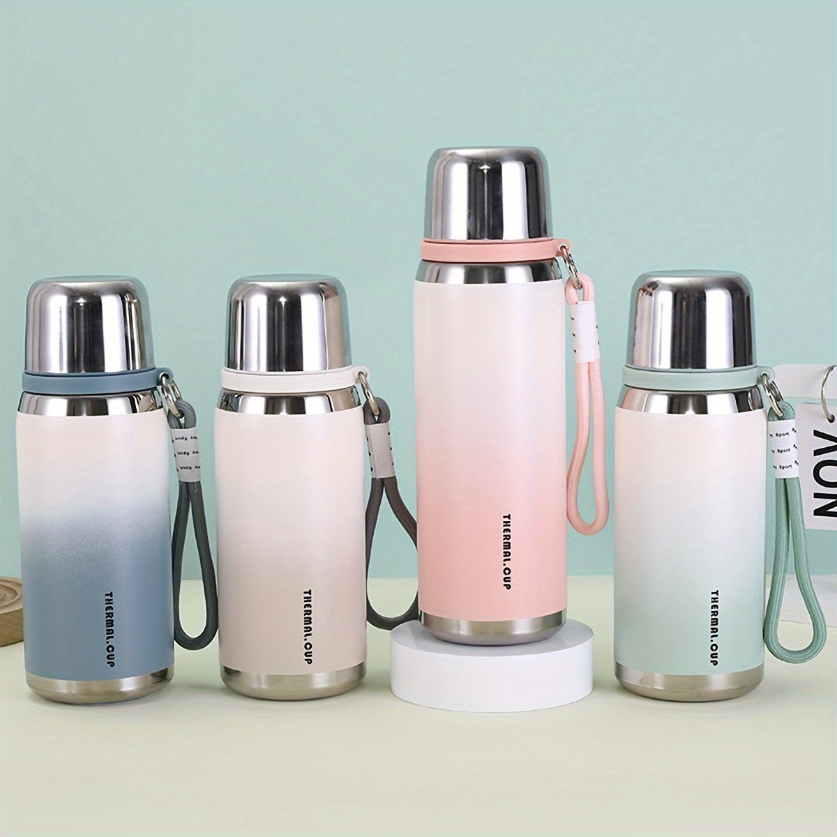 Gradient Stainless Steel Water Bottle 600ml Insulated Durable with Lid