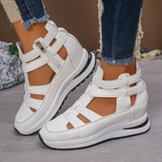 Women's White Wedge Sandals Hollow-Out Design Summer Casual Shoes