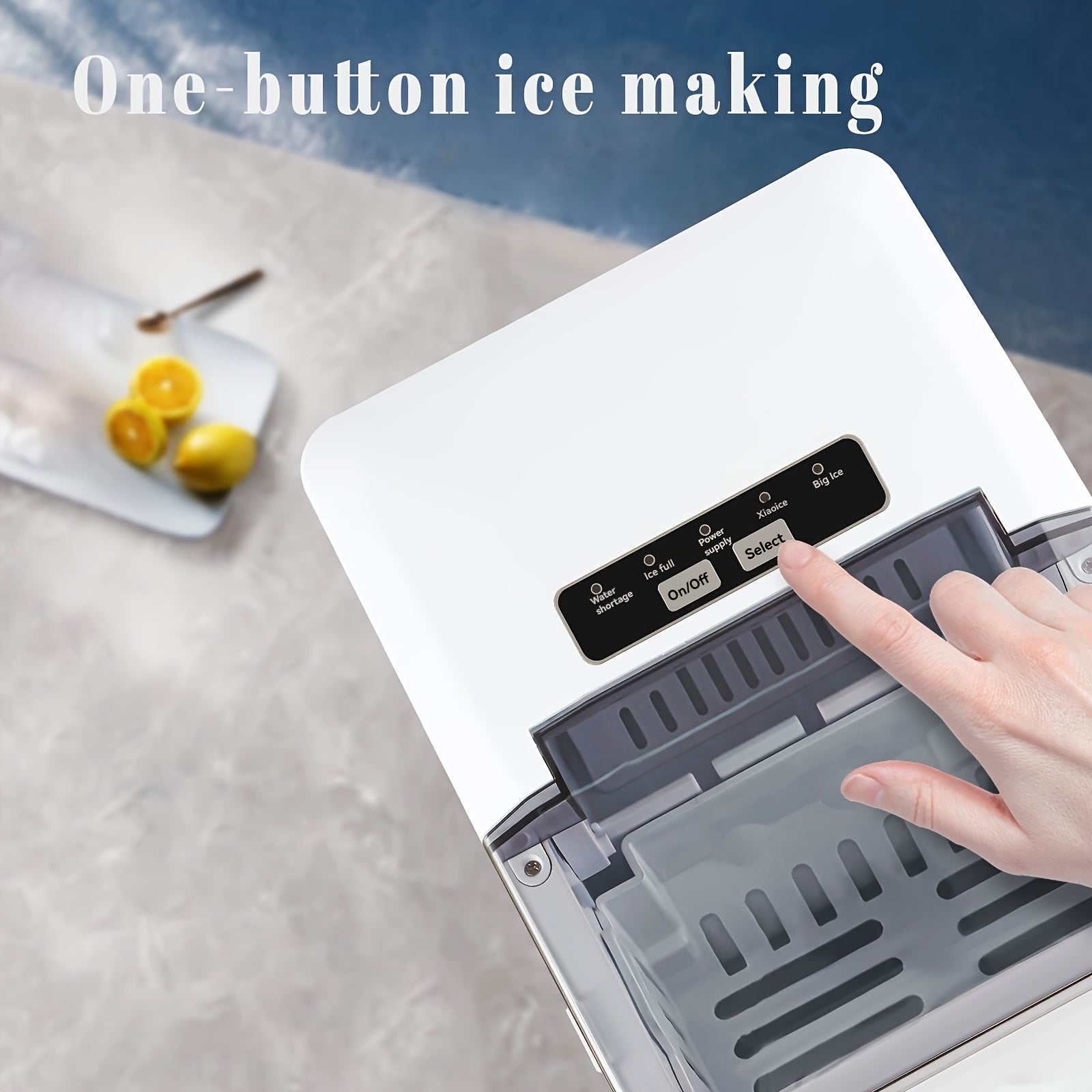 Countertop Ice Maker Black White Produces Nugget Ice 15.88kg/24h