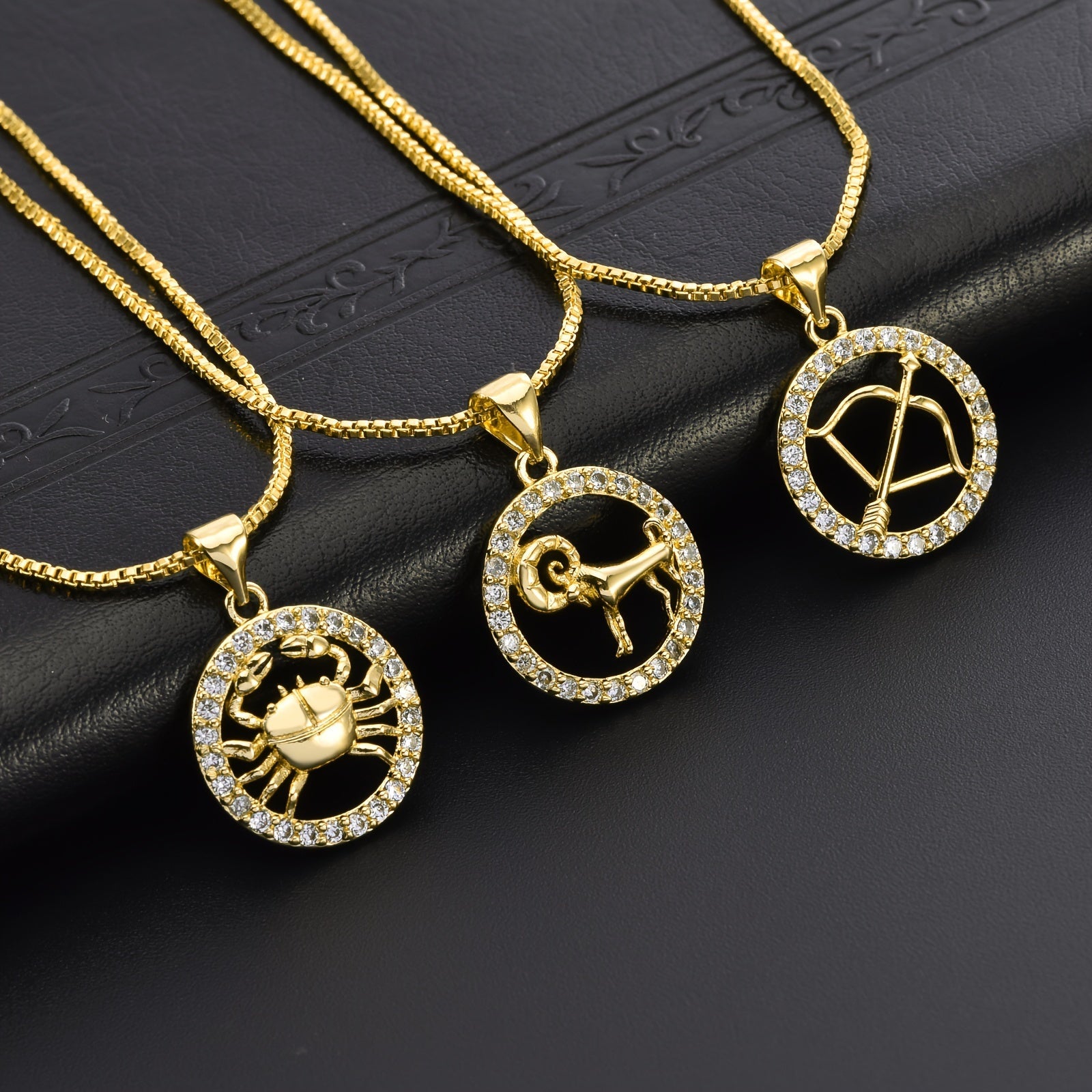 12 Constellations Pendant Necklace Gold Plated Zodiac Jewelry for Men Gift