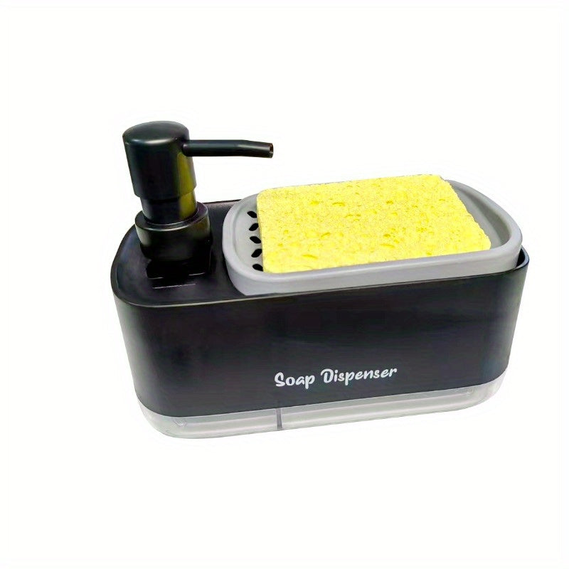 Manual Soap Dispenser with Sponge Holder Non-Electric Nickel-Free Kitchen Sink Countertop Liquid Pump
