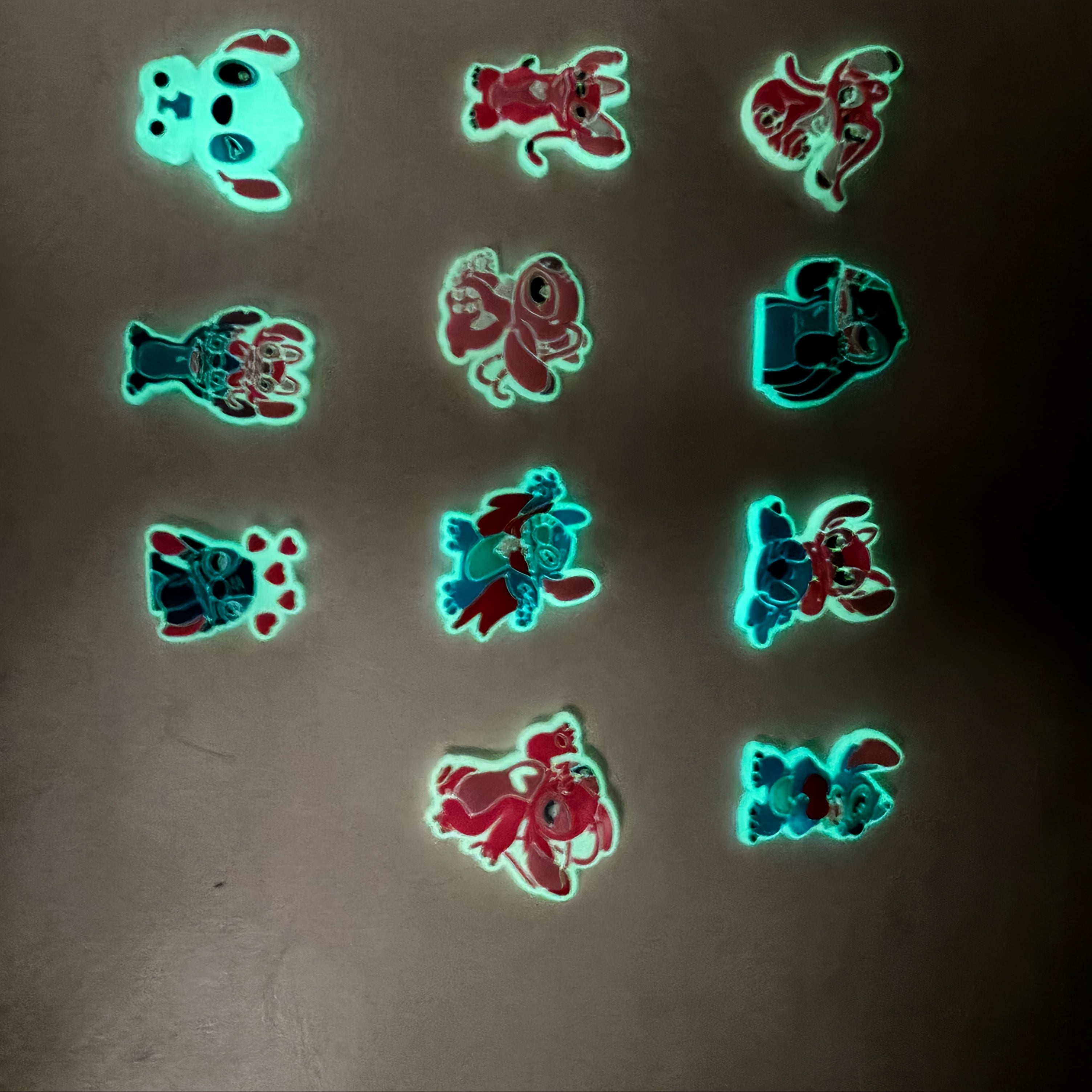 Kids Glow-in-the-Dark Stitch Shoe Charms Detachable Clips for Shoes