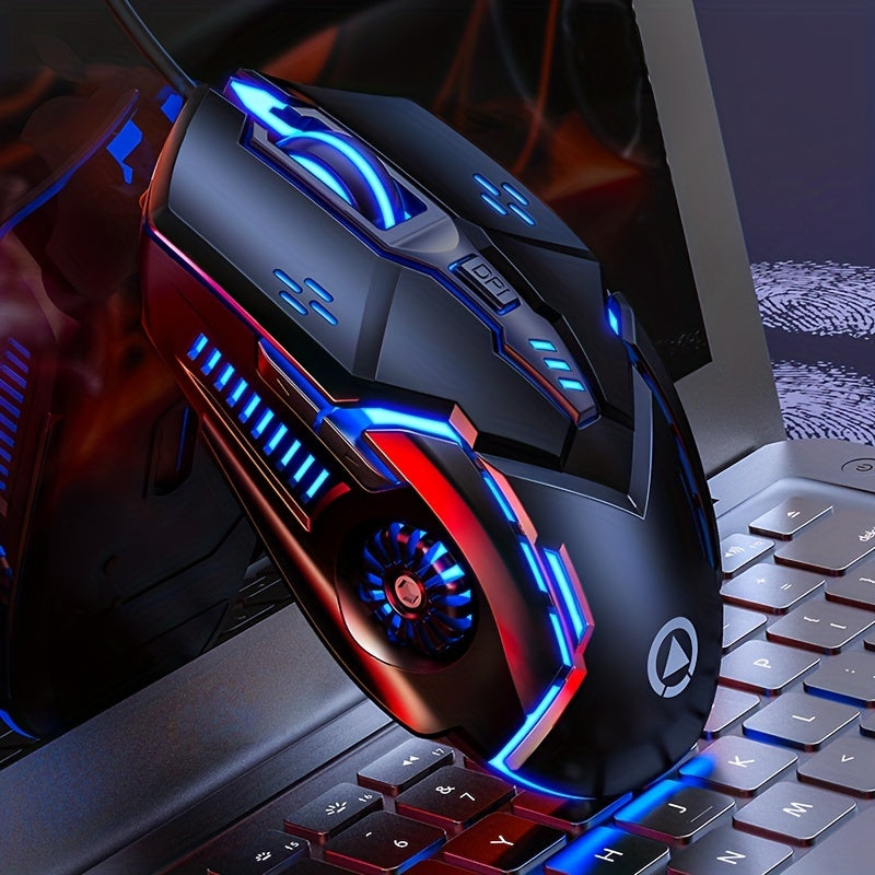 Silver Mechanical Gaming Mouse Wired Optical Laser Ambidextrous for Desktop and Laptop