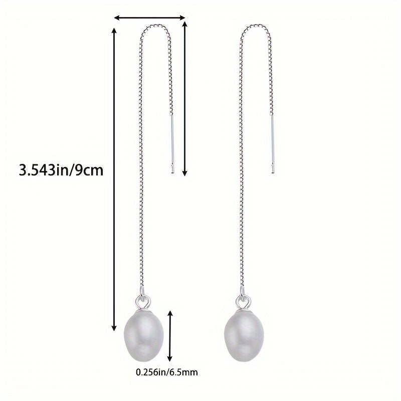 Women's Drop Earrings with Freshwater Pearl Tassels Hypoallergenic Lightweight Jewelry