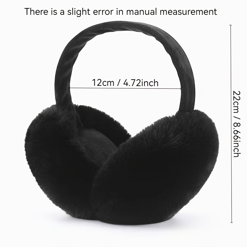 Winter Warm Plush Earmuffs for Women Windproof Foldable Ear Warmer Cozy Polyester