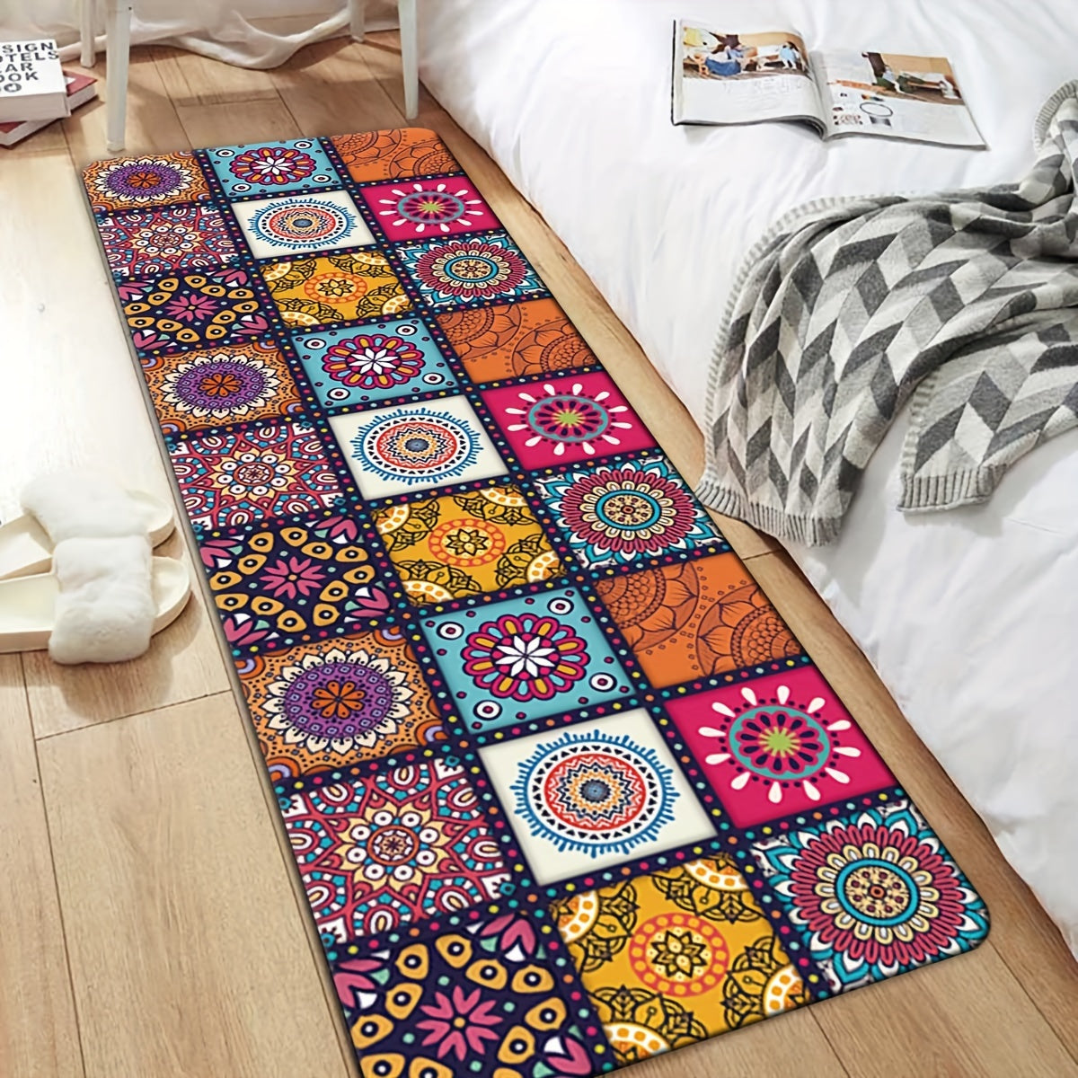 Moroccan-Inspired Non-Slip Area Rug, Soft Durable Washable for Living Room Bedroom Kitchen Bathroom Multiple Sizes