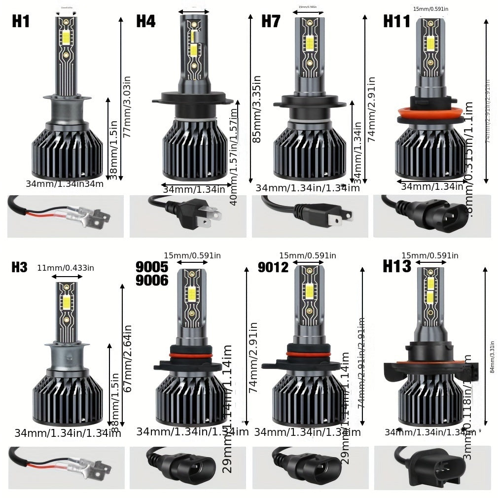 2 piezas de bombillas LED para coche, luz blanca 6000K, chips CSP, 60W, luz alta y baja