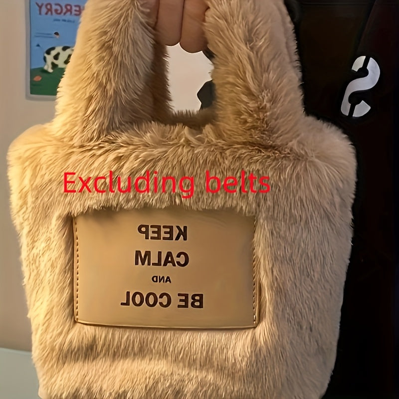 Ayollar uchun uslubiy khaki bucket sumka, sun'iy mo'yna, magnit yopiq, keng ichki qismi, yumshoq tuzilishi va xavfsiz yelka tasmasi bilan.