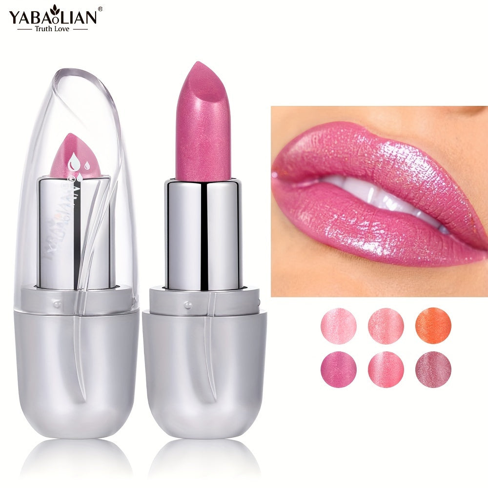 Women Metallic Lipstick Long-Lasting Waterproof Pearlescent Orange Pink