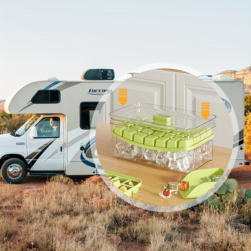 Large-Capacity ABS Ice Cube Tray for Home and RV Durable Easy Press