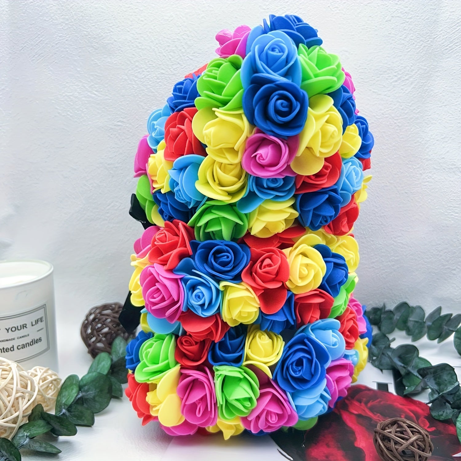 10 Inch Eternal Rose Bear Foam Flower Teddy for Valentine's Day Romantic Decor