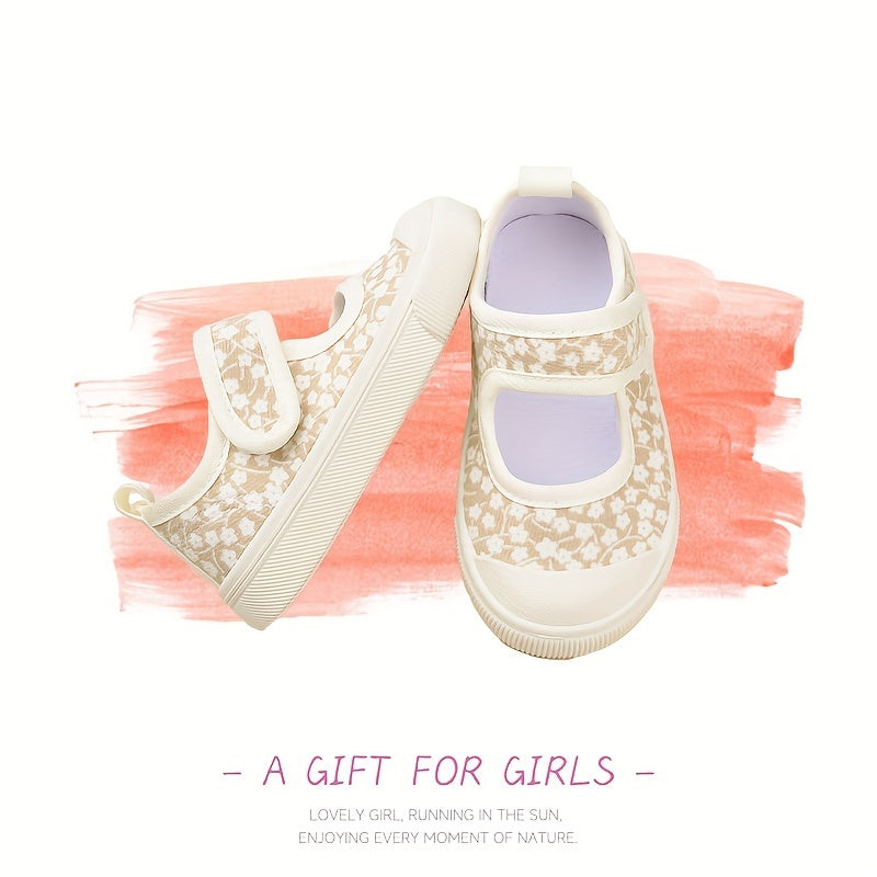 Girls Floral Canvas Sneakers Non-Slip Breathable Casual for Spring Fall